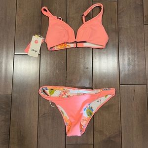 New with tags reversible Maaji two piece coral bathing suit